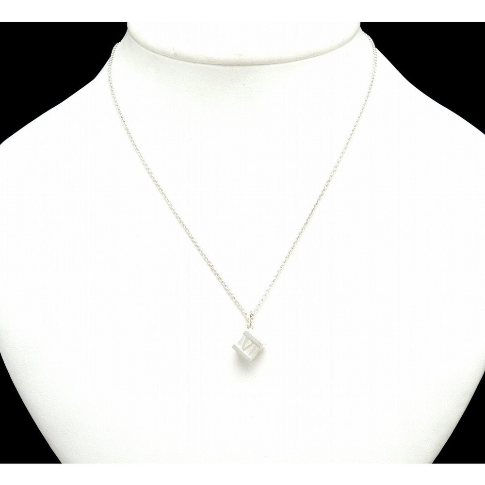TIFFANY Co Atlas Cube Necklace Pendant Silver